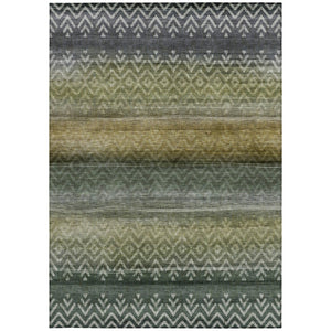 HomeRoots 5' X 8' Geometric Washable Area Rug in Green and Gold – Durable, Stylish for Indoor & Outdoor Use! 630040