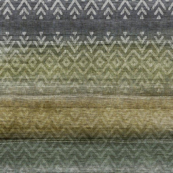 HomeRoots 9' Geometric Washable Area Rug in Green and Gold – Stylish, Durable, Indoor/Outdoor Versatility! 630043