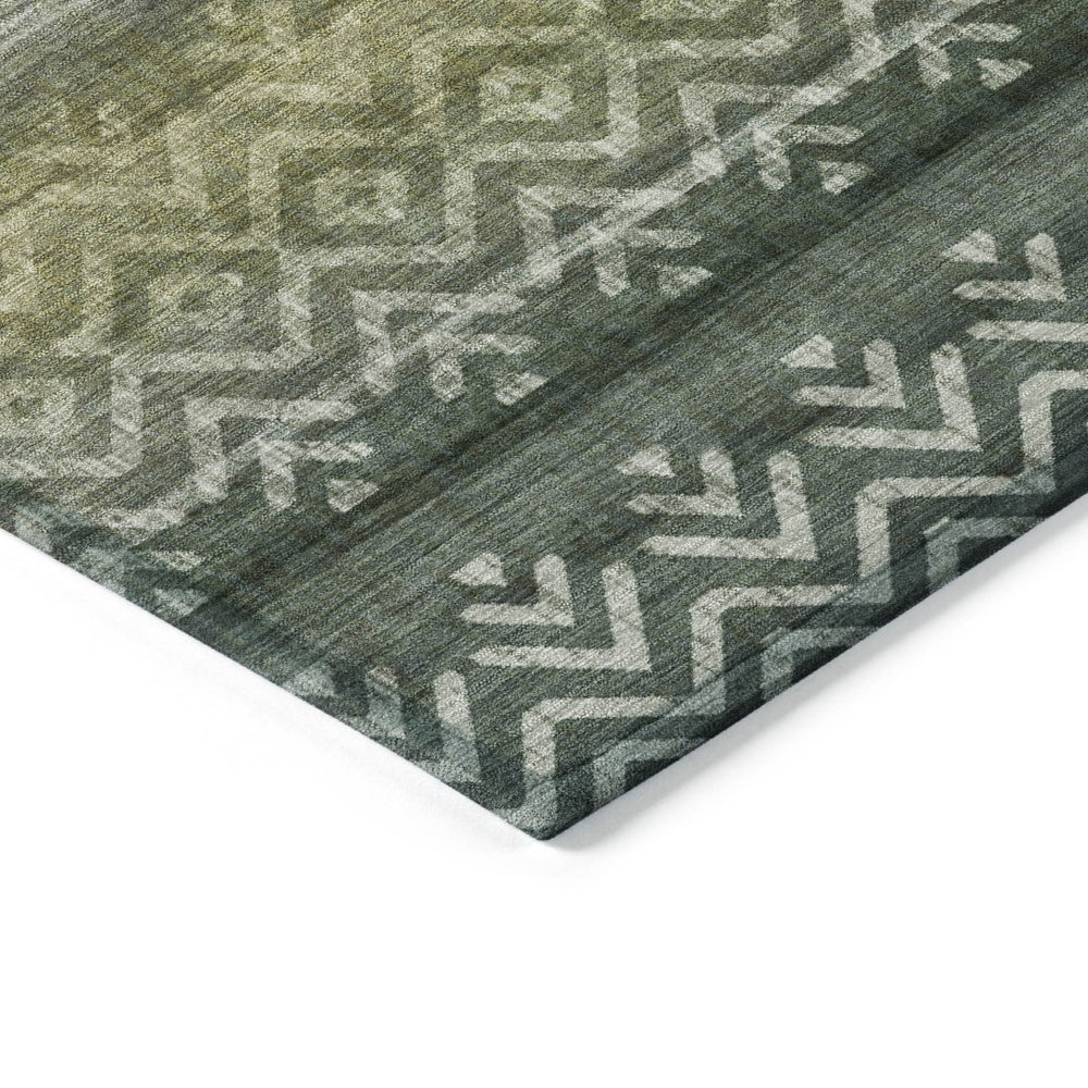 HomeRoots 10' Green and Gold Geometric Washable Area Rug for Indoor/Outdoor Use – Stylish & Durable Design! 630044