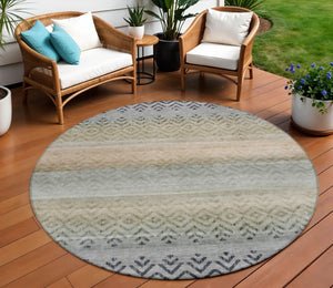 HomeRoots 8' Gray and Copper Geometric Washable Area Rug - Stylish, Durable, Perfect for Indoor & Outdoor Use! 630047
