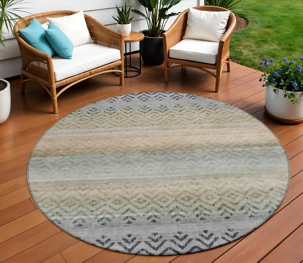 HomeRoots 8' Gray and Copper Geometric Washable Area Rug - Stylish, Durable, Perfect for Indoor & Outdoor Use! 630047