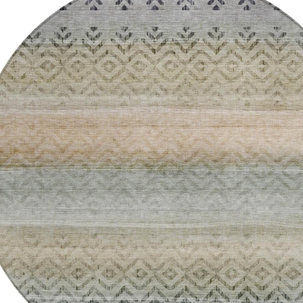 HomeRoots 8' Gray and Copper Geometric Washable Area Rug - Stylish, Durable, Perfect for Indoor & Outdoor Use! 630047