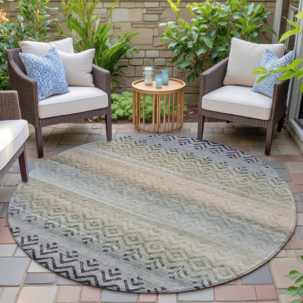 HomeRoots 8' Gray and Copper Geometric Washable Area Rug - Stylish, Durable, Perfect for Indoor & Outdoor Use! 630047