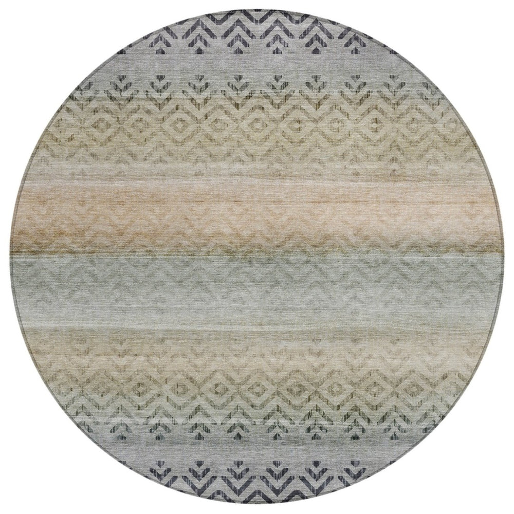 HomeRoots 8' Gray and Copper Geometric Washable Area Rug - Stylish, Durable, Perfect for Indoor & Outdoor Use! 630047