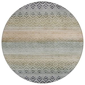 HomeRoots 8' Gray and Copper Geometric Washable Area Rug - Stylish, Durable, Perfect for Indoor & Outdoor Use! 630047