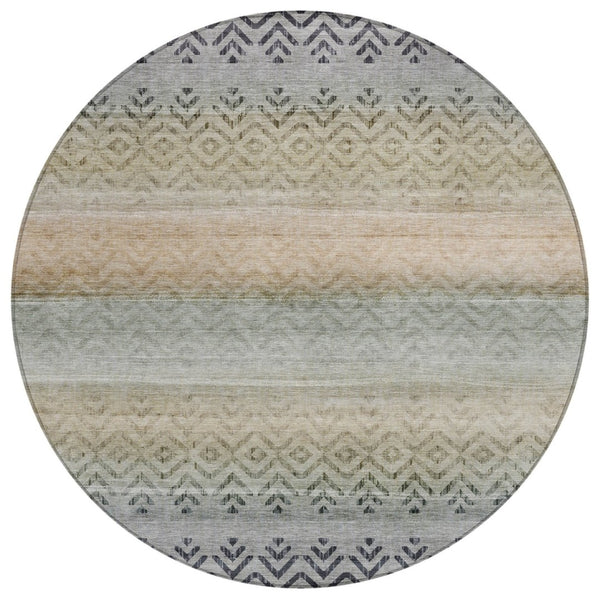 HomeRoots 8' Gray and Copper Geometric Washable Area Rug - Stylish, Durable, Perfect for Indoor & Outdoor Use! 630047