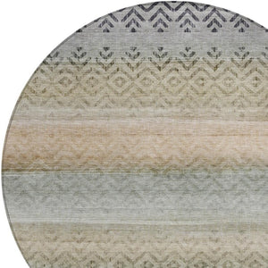 HomeRoots 8' Gray and Copper Geometric Washable Area Rug - Stylish, Durable, Perfect for Indoor & Outdoor Use! 630047