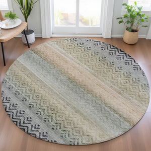 HomeRoots 8' Gray and Copper Geometric Washable Area Rug - Stylish, Durable, Perfect for Indoor & Outdoor Use! 630047