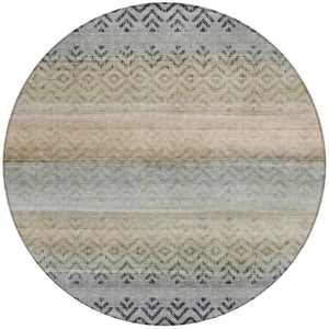 HomeRoots 8' Gray and Copper Geometric Washable Area Rug - Stylish, Durable, Perfect for Indoor & Outdoor Use! 630047
