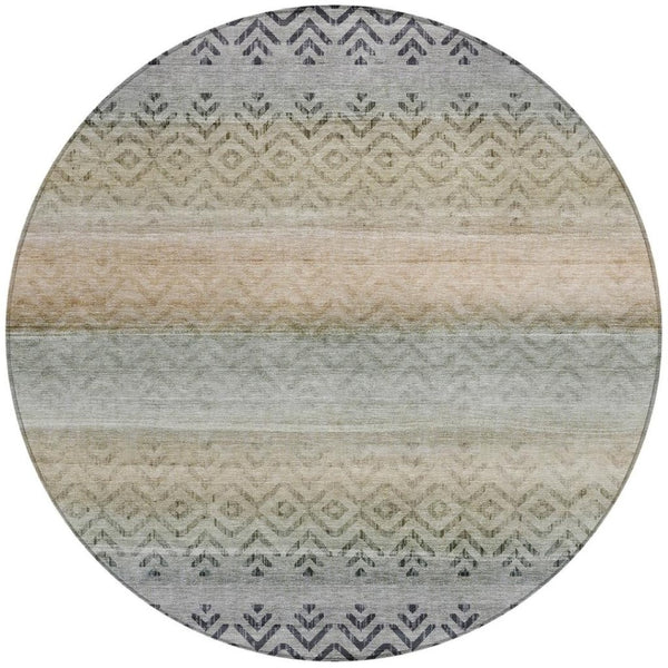 HomeRoots 8' Gray and Copper Geometric Washable Area Rug - Stylish, Durable, Perfect for Indoor & Outdoor Use! 630047