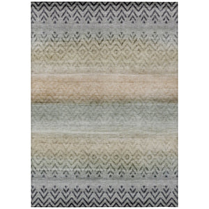 HomeRoots 8' X 10' Gray and Copper Geometric Area Rug - Washable, Durable, Stylish for Indoor & Outdoor Use 630048