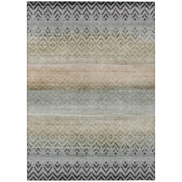 HomeRoots 8' X 10' Gray and Copper Geometric Area Rug - Washable, Durable, Stylish for Indoor & Outdoor Use 630048