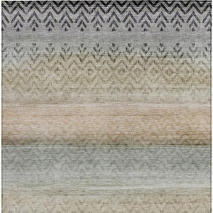 HomeRoots 9' X 12' Gray and Copper Geometric Area Rug – Stylish, Washable, Durable for Indoor/Outdoor Spaces 630049