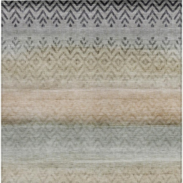 HomeRoots 9' X 12' Gray and Copper Geometric Area Rug – Stylish, Washable, Durable for Indoor/Outdoor Spaces 630049