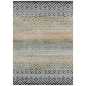 HomeRoots 9' X 12' Gray and Copper Geometric Area Rug – Stylish, Washable, Durable for Indoor/Outdoor Spaces 630049