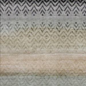 HomeRoots 10' Gray & Copper Geometric Washable Area Rug - Durable, Stylish for Indoor & Outdoor Spaces! 630050