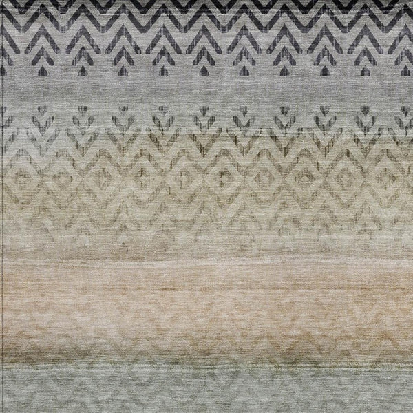 HomeRoots 10' Gray & Copper Geometric Washable Area Rug - Durable, Stylish for Indoor & Outdoor Spaces! 630050