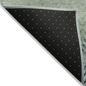HomeRoots 8' Teal Blue and Green Round Geometric Rug - Washable, Durable, Stylish for Indoor & Outdoor Spaces 630053