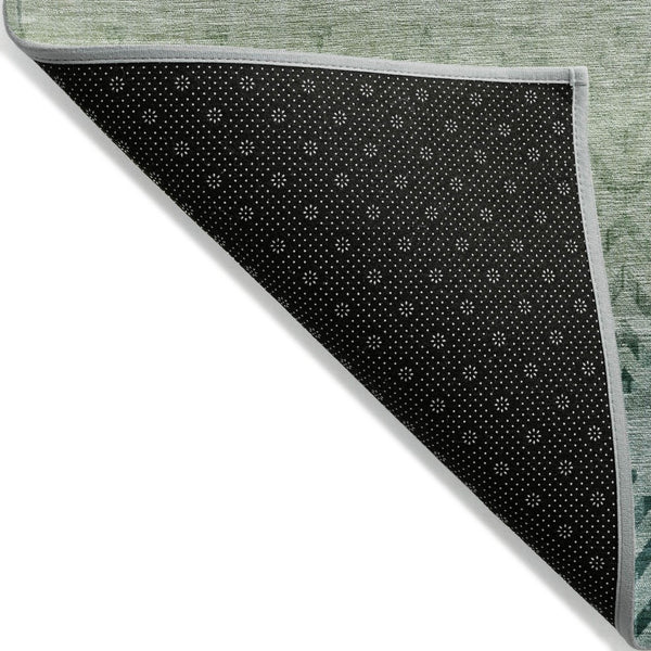 HomeRoots 8' Teal Blue and Green Round Geometric Rug - Washable, Durable, Stylish for Indoor & Outdoor Spaces 630053