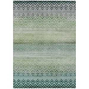 HomeRoots 9' Teal Blue and Green Geometric Area Rug - Washable, Durable, Indoor/Outdoor, Modern Design, Versatile 630055