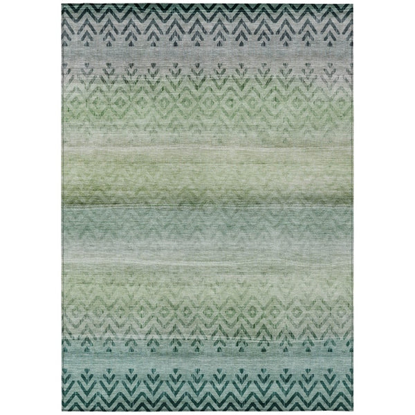HomeRoots 9' Teal Blue and Green Geometric Area Rug - Washable, Durable, Indoor/Outdoor, Modern Design, Versatile 630055