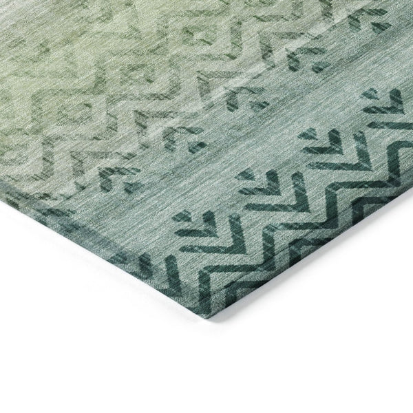 HomeRoots 9' Teal Blue and Green Geometric Area Rug - Washable, Durable, Indoor/Outdoor, Modern Design, Versatile 630055