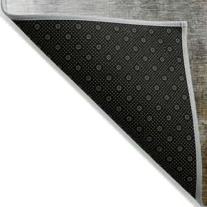 HomeRoots 8' Brown and Charcoal Abstract Round Indoor Outdoor Area Rug - Durable, Washable, Modern Design! 630059