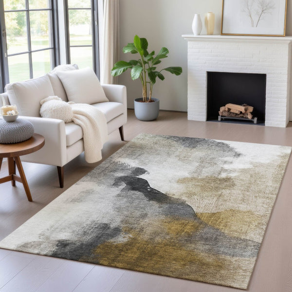 HomeRoots 10' Brown & Charcoal Abstract Washable Indoor/Outdoor Area Rug - Durable, Stylish & Easy Care! 630062