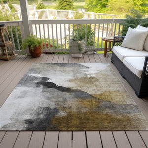 HomeRoots 10' Brown & Charcoal Abstract Washable Indoor/Outdoor Area Rug - Durable, Stylish & Easy Care! 630062