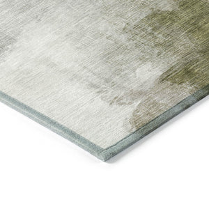 HomeRoots 8' Green and Gold Round Abstract Area Rug - Durable, Washable, Indoor-Outdoor Design for All Spaces 630065