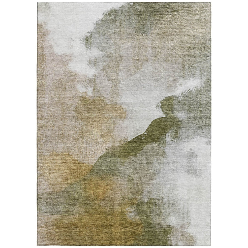 HomeRoots 10' Stylish Green and Gold Abstract Washable Area Rug - Durable Indoor/Outdoor Décor for Any Space 630068