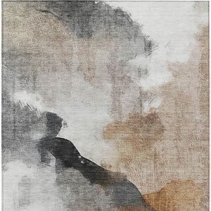 HomeRoots 8' X 10' Abstract Rust and Charcoal Rug - Washable, Durable, Stylish Indoor/Outdoor Solution for All Spaces 630072