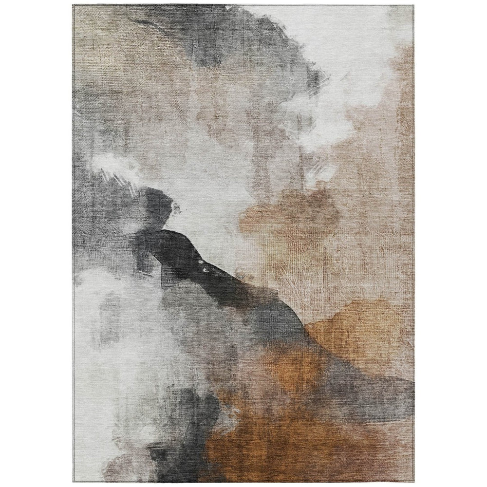 HomeRoots 10' Rust & Charcoal Abstract Area Rug – Durable, Washable, Stylish for Indoor & Outdoor Spaces 630074