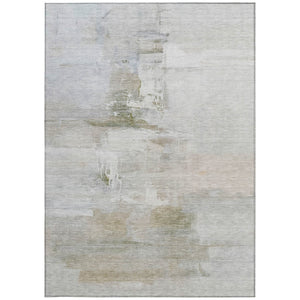 HomeRoots 5' X 8' Stylish Linen and Gray Abstract Washable Area Rug – Ideal for Indoor and Outdoor Spaces! 630076