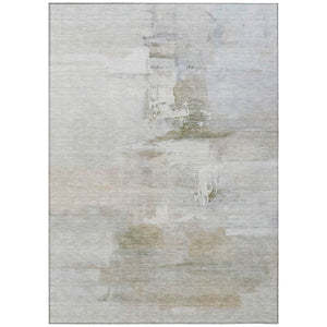 HomeRoots 5' X 8' Stylish Linen and Gray Abstract Washable Area Rug – Ideal for Indoor and Outdoor Spaces! 630076