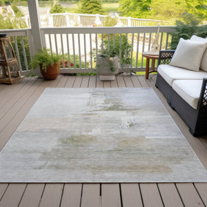 HomeRoots 5' X 8' Stylish Linen and Gray Abstract Washable Area Rug – Ideal for Indoor and Outdoor Spaces! 630076