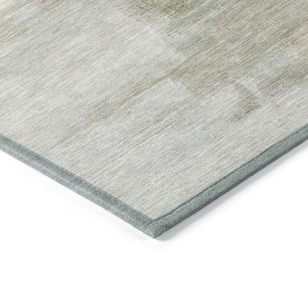 HomeRoots 8' Round Abstract Area Rug in Linen & Gray - Stylish, Washable, Durable for Indoor & Outdoor Use 630077