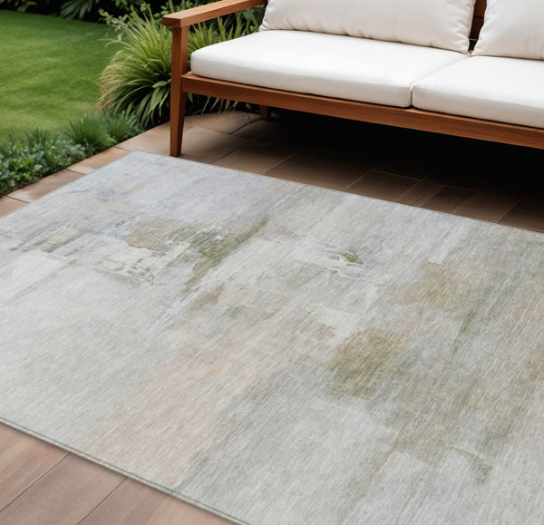 HomeRoots 9' X 12' Stylish Abstract Washable Area Rug for Indoor & Outdoor Use - Durable, Stain Resistant Design 630079