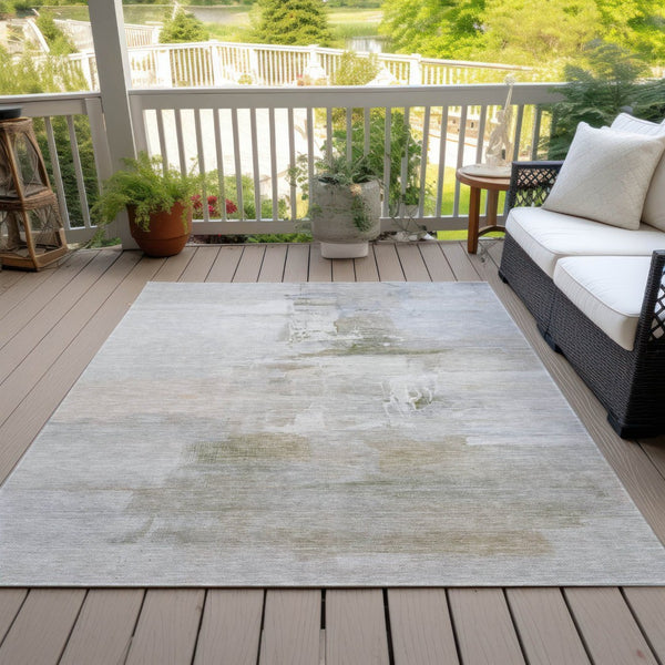 HomeRoots 9' X 12' Stylish Abstract Washable Area Rug for Indoor & Outdoor Use - Durable, Stain Resistant Design 630079