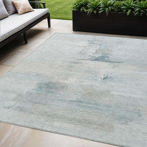 HomeRoots 5' X 8' Sky Blue and Gray Abstract Area Rug - Washable, Durable, Stylish for Indoor & Outdoor Use! 630082