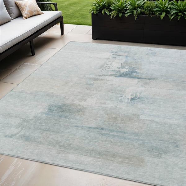 HomeRoots 5' X 8' Sky Blue and Gray Abstract Area Rug - Washable, Durable, Stylish for Indoor & Outdoor Use! 630082