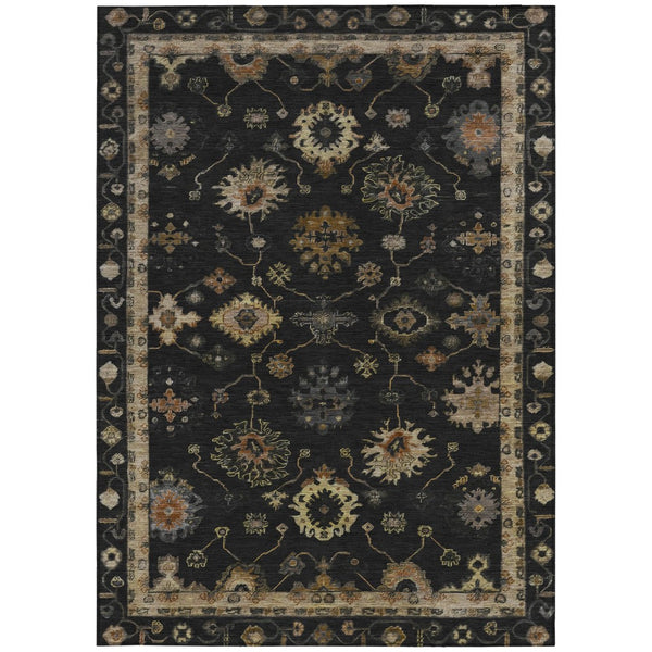 HomeRoots 8' X 10' Black And Gold Floral Rug - Stylish, Washable Indoor/Outdoor Area Rug for Versatile Spaces 630090