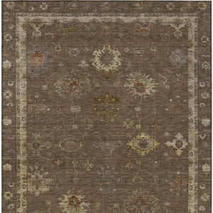 HomeRoots 5' X 8' Chocolate and Gold Floral Area Rug - Elegant, Washable Design for Indoor and Outdoor Use 630094
