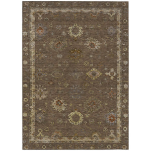 HomeRoots 5' X 8' Chocolate and Gold Floral Area Rug - Elegant, Washable Design for Indoor and Outdoor Use 630094