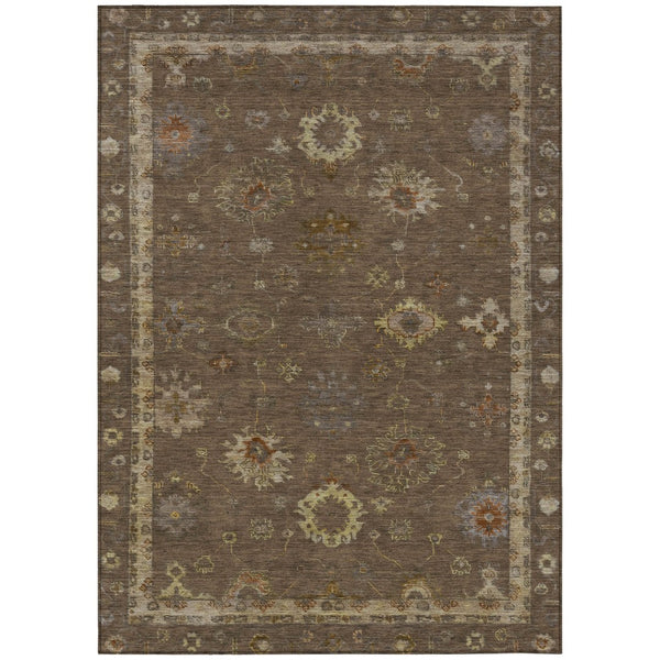 HomeRoots 5' X 8' Chocolate and Gold Floral Area Rug - Elegant, Washable Design for Indoor and Outdoor Use 630094