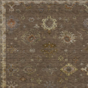 HomeRoots 5' X 8' Chocolate and Gold Floral Area Rug - Elegant, Washable Design for Indoor and Outdoor Use 630094