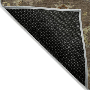 HomeRoots 8' Chocolate and Gold Floral Area Rug - Washable, Durable, Indoor/Outdoor Design for Any Space 630095
