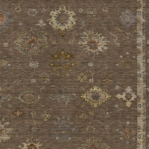 HomeRoots 8' X 10' Floral Washable Area Rug in Chocolate & Gold – Durable, Stylish, Perfect for Indoors & Outdoors 630096