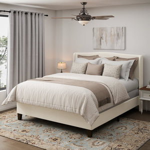 English Elm King Teddy Velvet Platform Bed Tall Upholstered Headboard Solid Wood Legs Modern W1716P335672