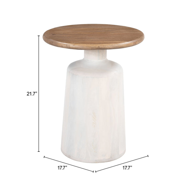 Zuo Modern Goblet Side Table In Brown & White - Modern Mango Wood Design For Stylish Living Spaces & Decor Brown Mango Wood 110734-zuo-modern